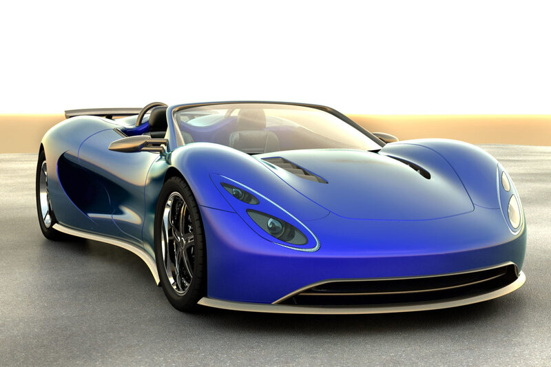 Blue sports car on track
