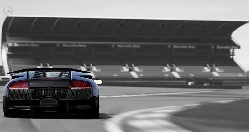 Blue Sports Car on Track — Black