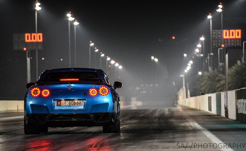 Blue Sports Car on Track — Dramatic, Night