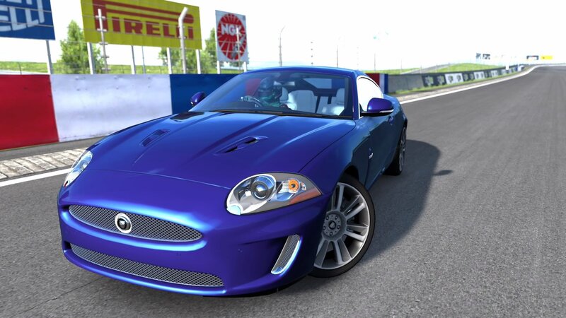 Blue Sports Car on Track — Dynamic, Afternoon, 3d Render, Race Track, Pirelli Sign