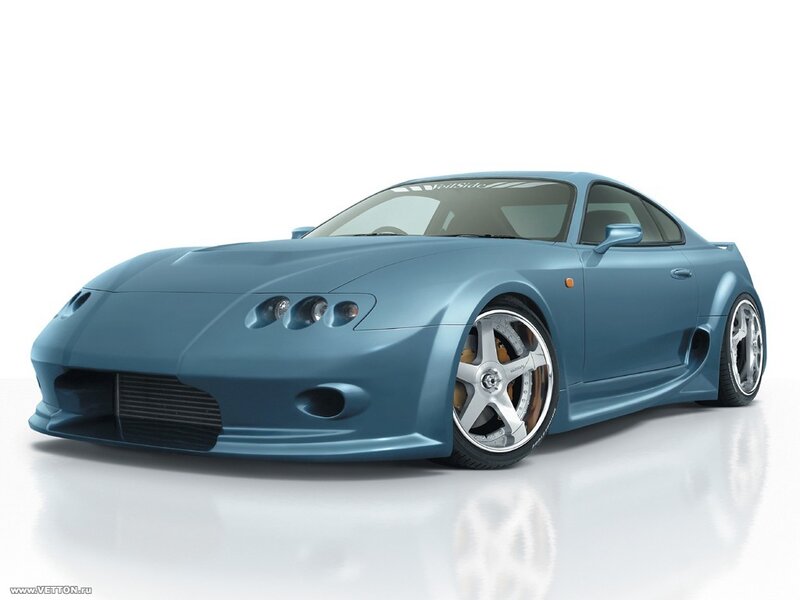 blue sports car on white background