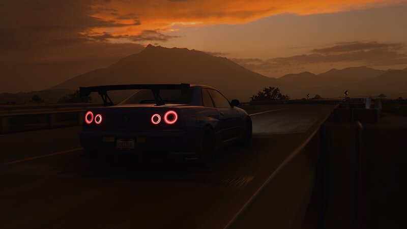 Blue Sports Car — Orange