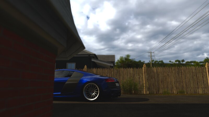 Blue Sports Car — Overcast