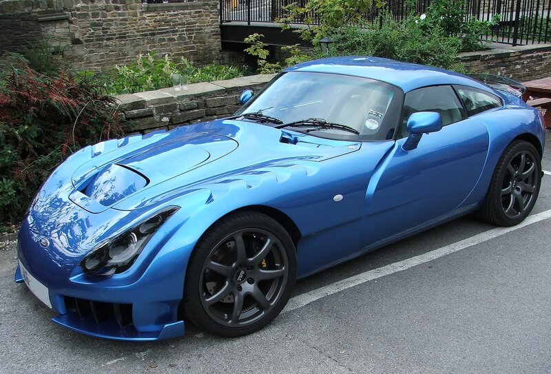 Blue sports car parked