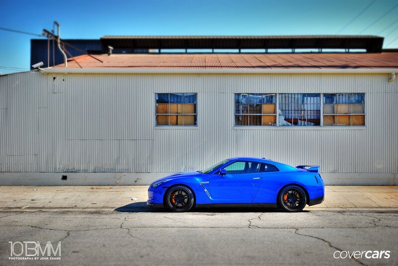 blue sports car parked