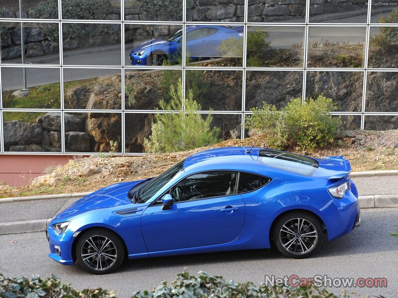 Blue sports car parked outside