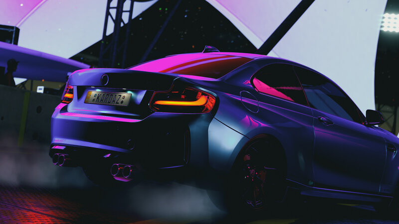 Blue Sports Car — Purple, Dramatic