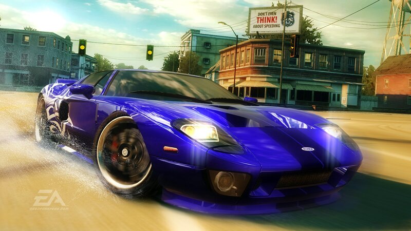 blue sports car racing