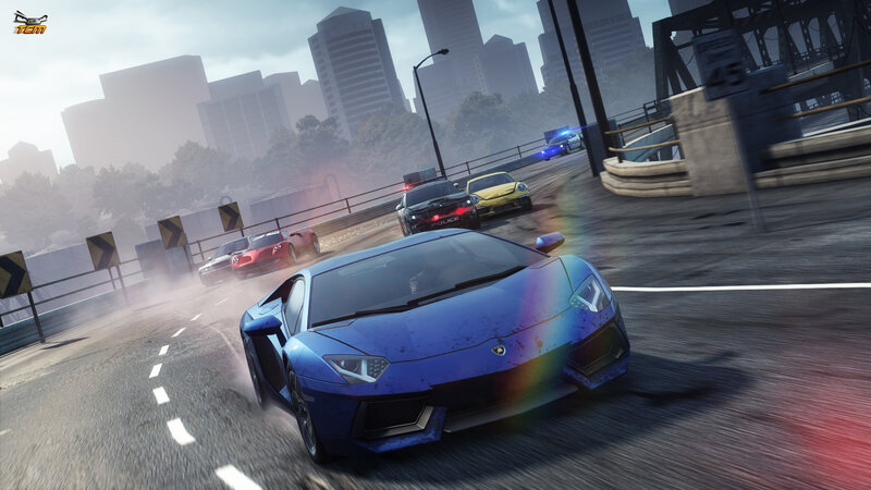 Blue Sports Car Racing — Action-packed