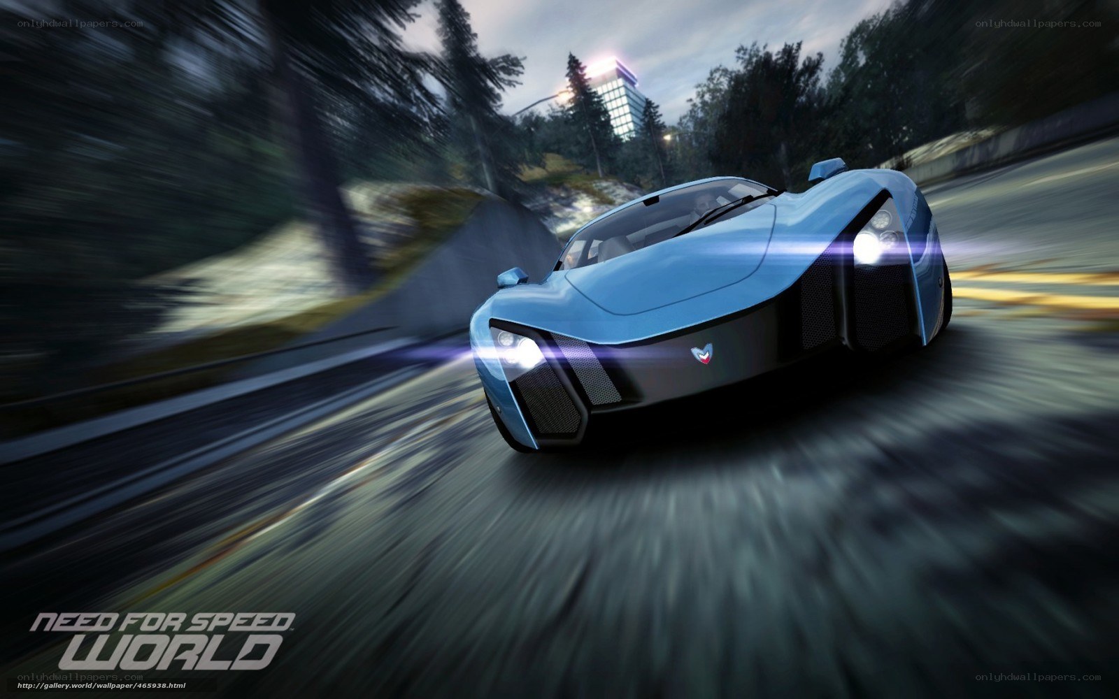blue sports car racing