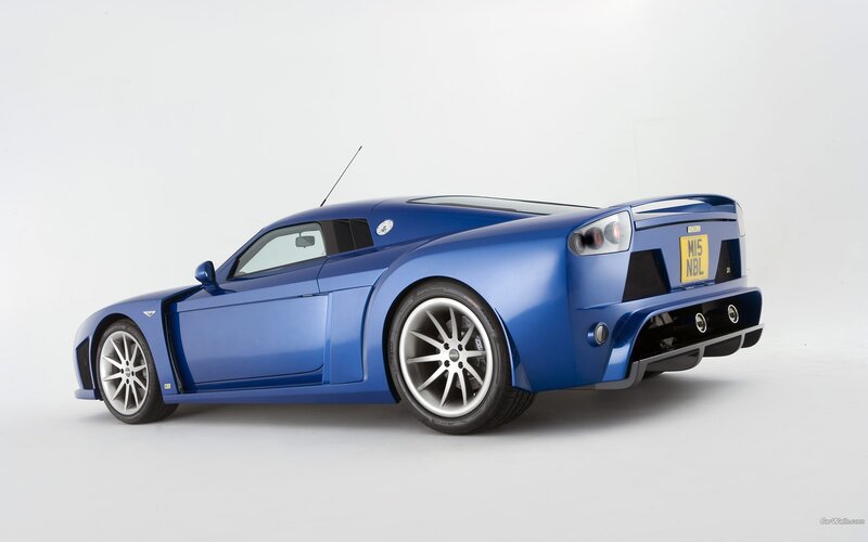 blue sports car rear view
