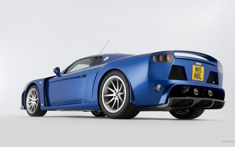 blue sports car rear view