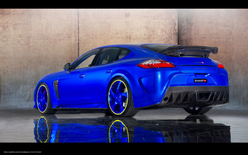blue sports car rear view