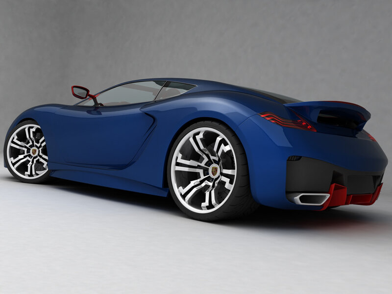 blue sports car render
