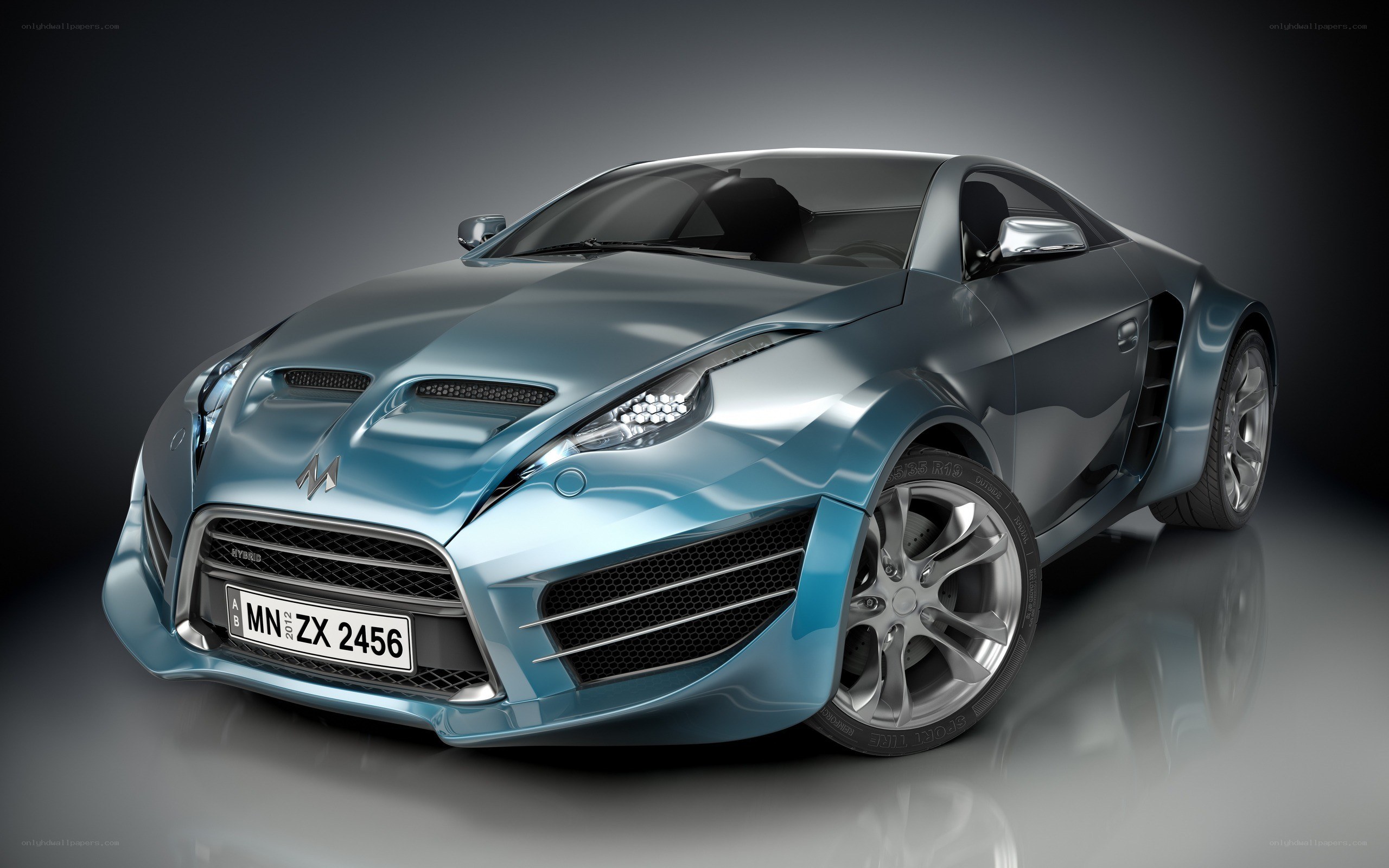 blue sports car render