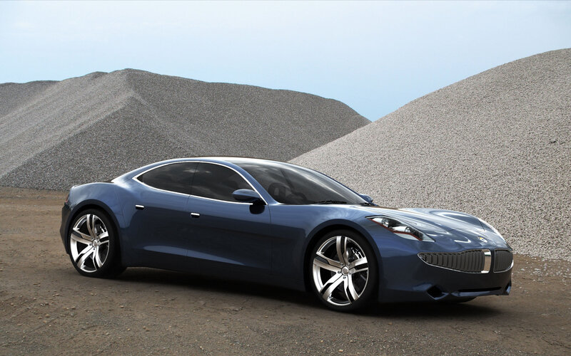 Blue Sports Car — Serene, Afternoon, 3d Render, Gravel Piles