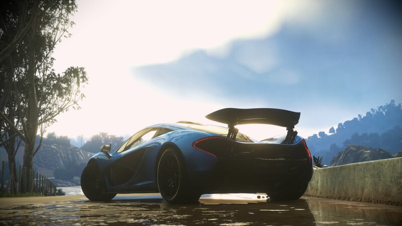 Blue Sports Car — Serene, Afternoon, 3d Render, Trees