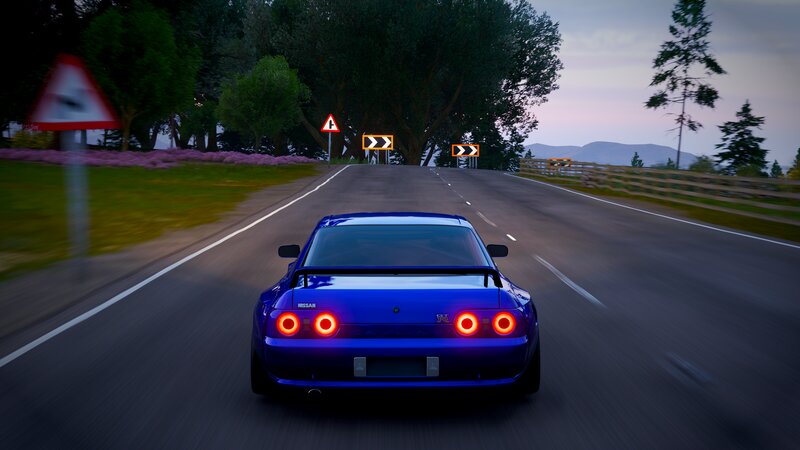Blue Sports Car — Serene, Sunset, 3d Render, Road