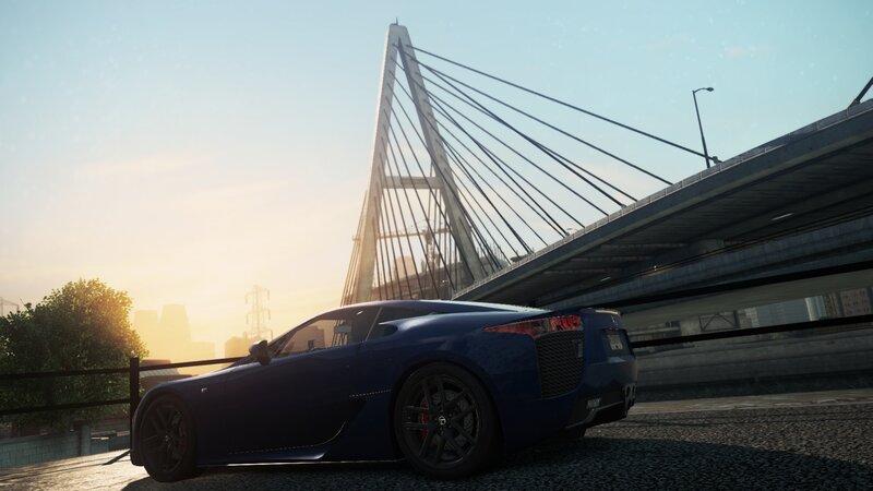Blue Sports Car — Serene, Sunset, 3d Render