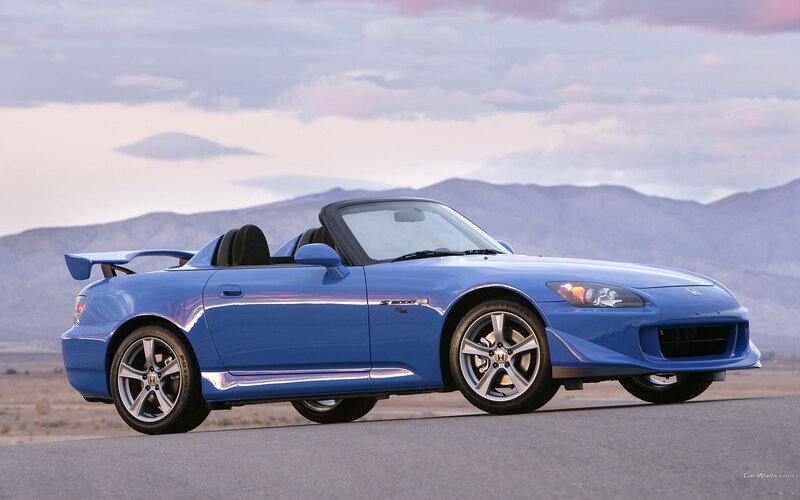 Blue Sports Car — Serene, Sunset, Photograph, Mountains