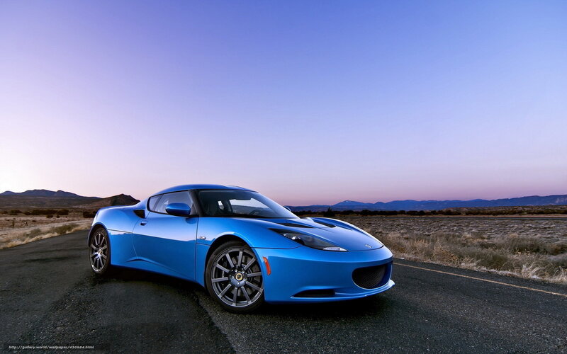 Blue Sports Car — Serene, Sunset, Photograph, Road, Mountains