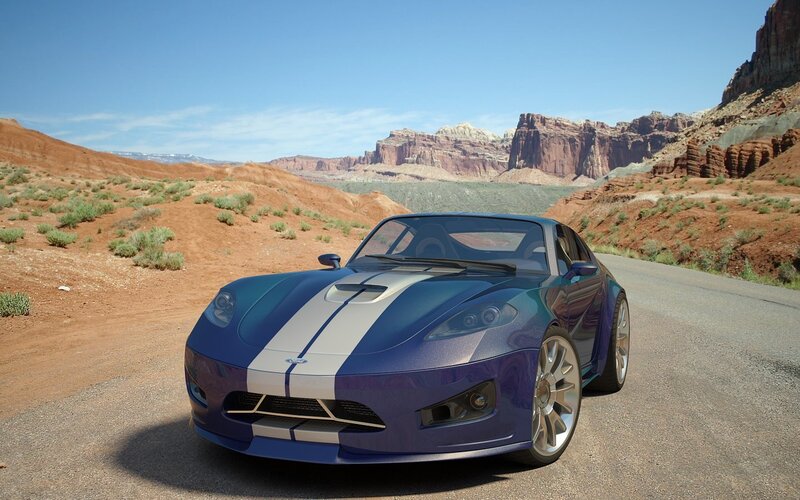 Blue Sports Car — Serene