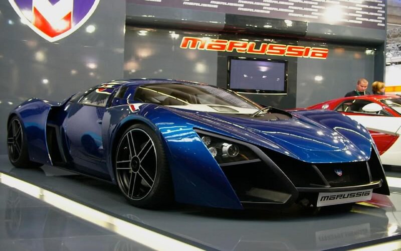 Blue Sports Car — Showroom