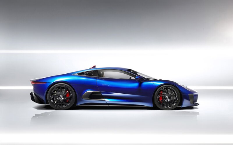 blue sports car side profile