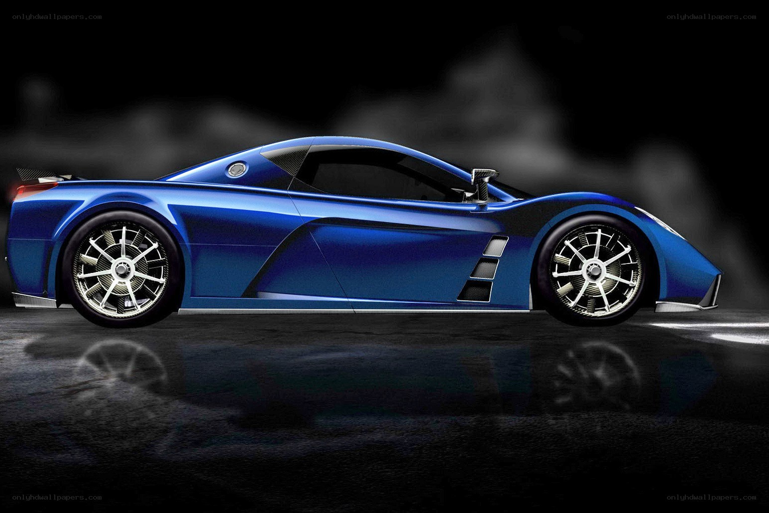 blue sports car side view