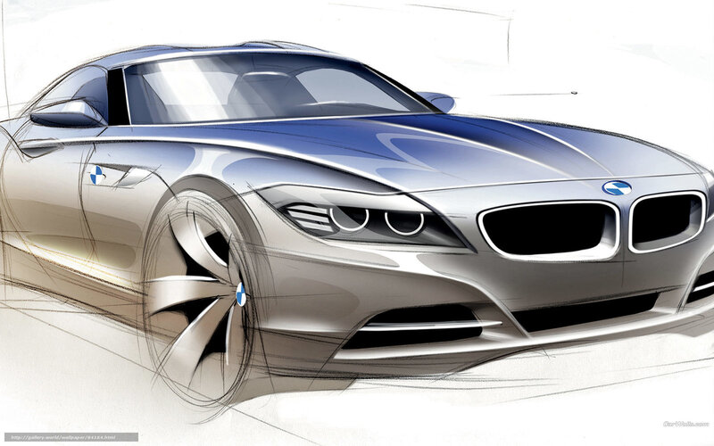 Blue Sports Car Sketch — Silver