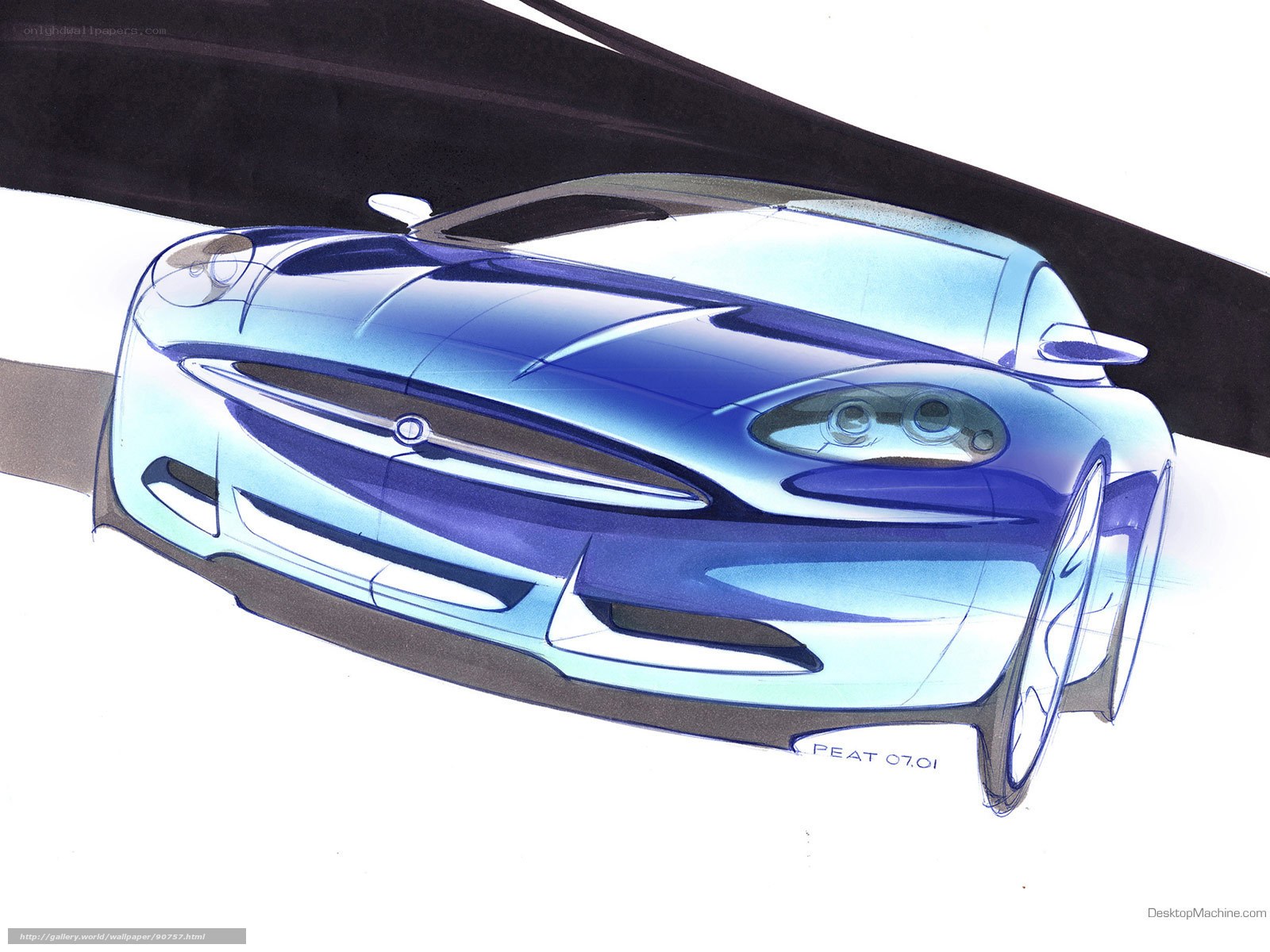 blue sports car sketch