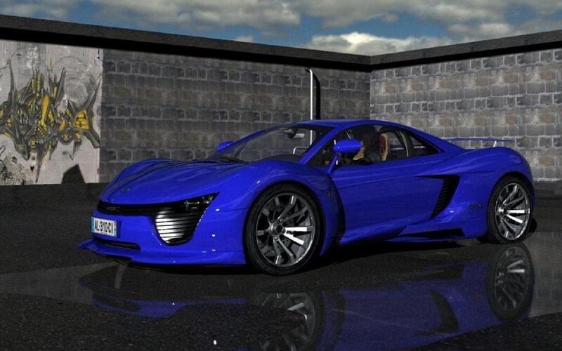 Blue Sports Car — Urban