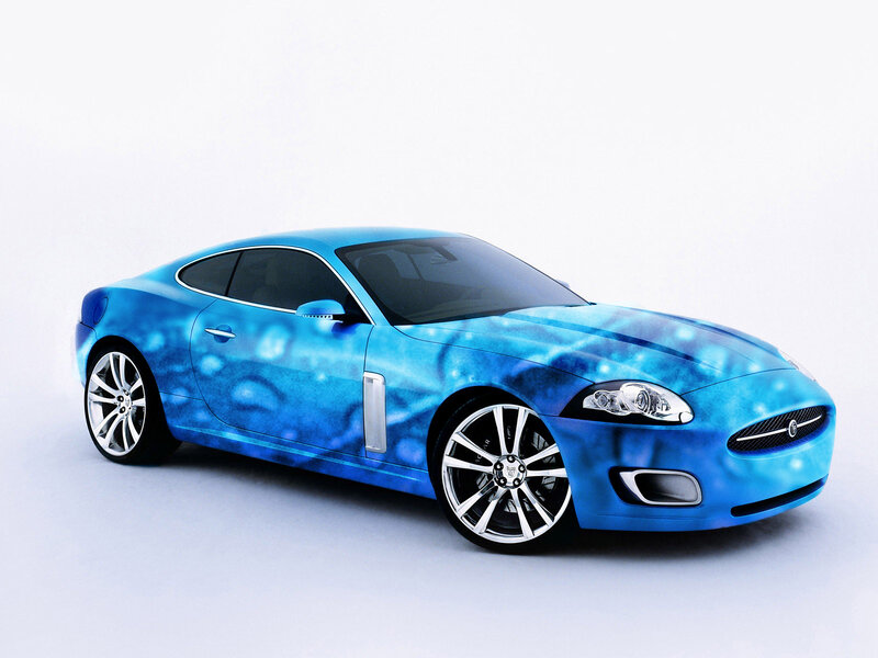 blue sports car with custom paint