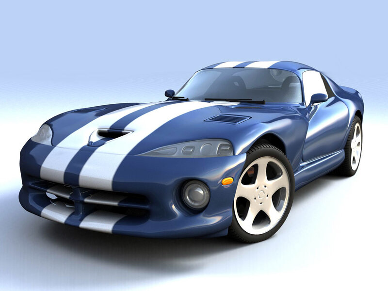blue sports car with stripes