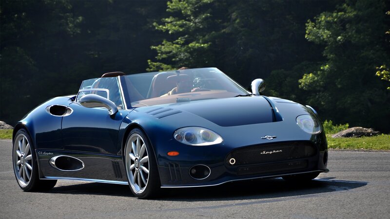 Blue Spyker C8 convertible