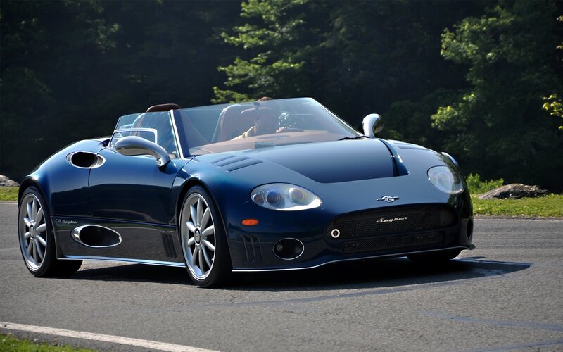 Blue Spyker C8 convertible