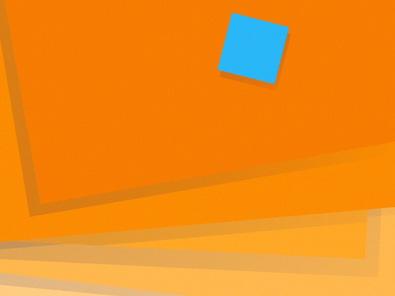 Blue Square on Orange