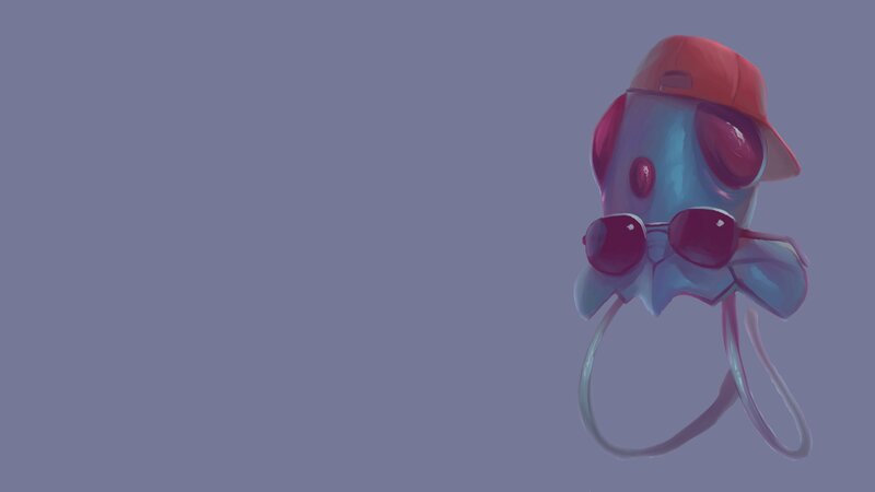 Blue Squid Character — Purple