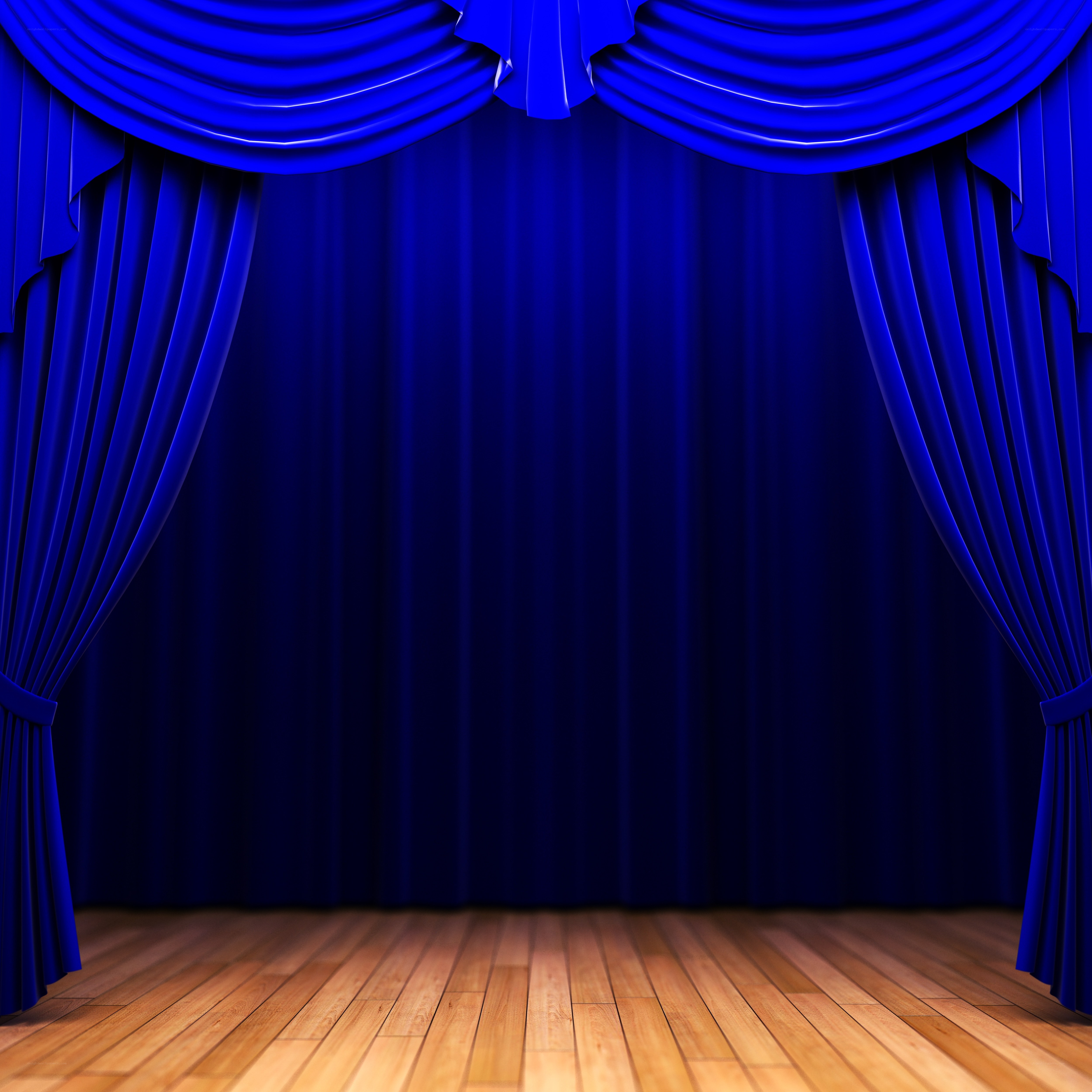 blue stage curtains