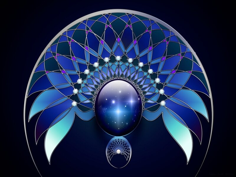 blue stained glass mandala