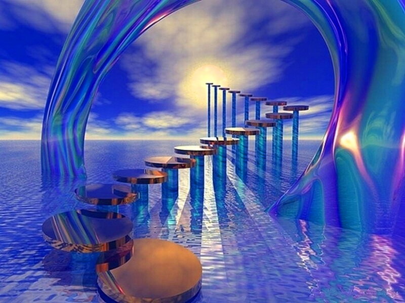 Blue Staircase over Water