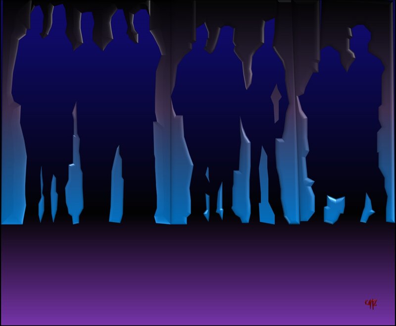 Blue Stalagmites in Cave
