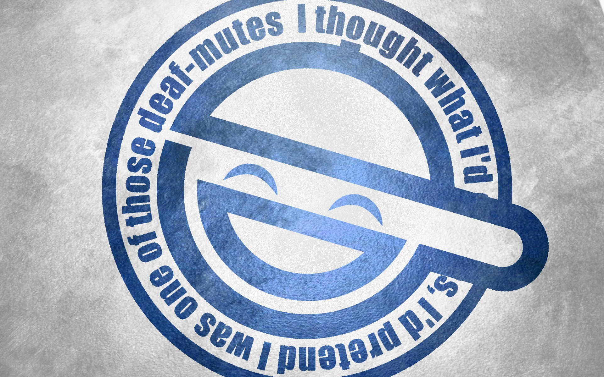 blue stamp with text and smiley face