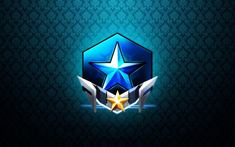 blue star emblem on patterned background