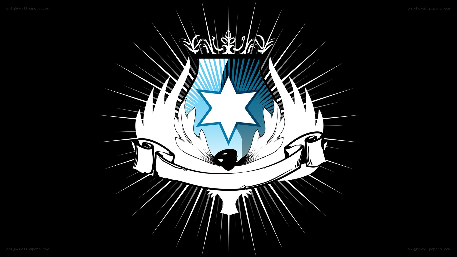 blue star emblem with wings