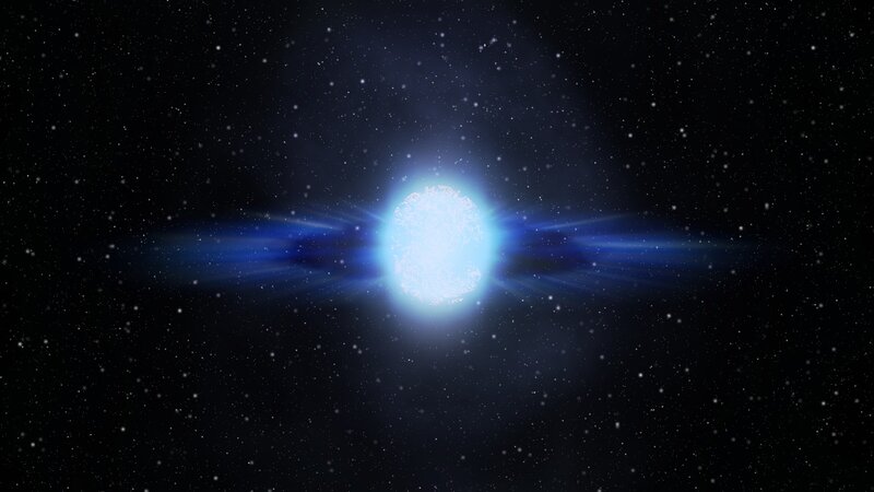 Blue Star in Space — Cosmic, Night, Digital Art