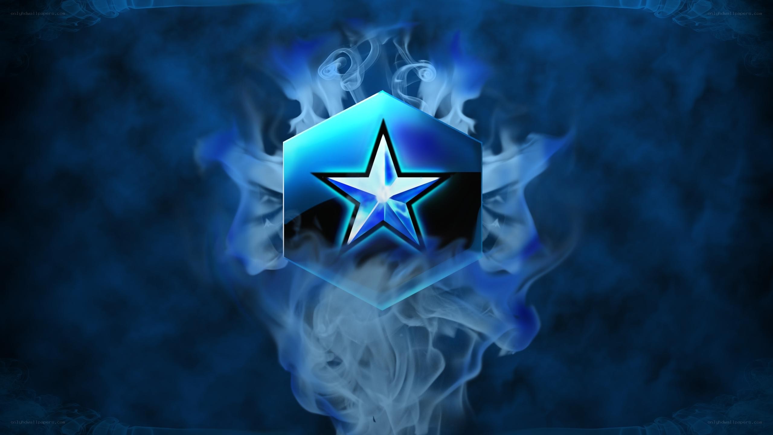 blue star logo with smoke