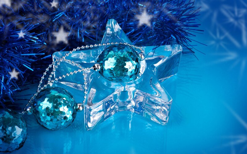 Blue Star Ornament — Festive, Winter, Photograph, Tinsel