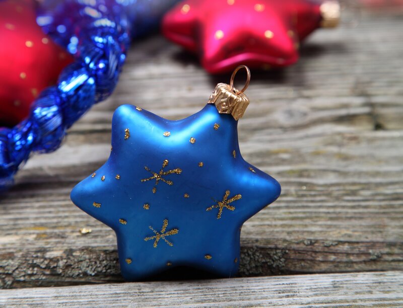 Blue Star Ornament — Festive, Winter