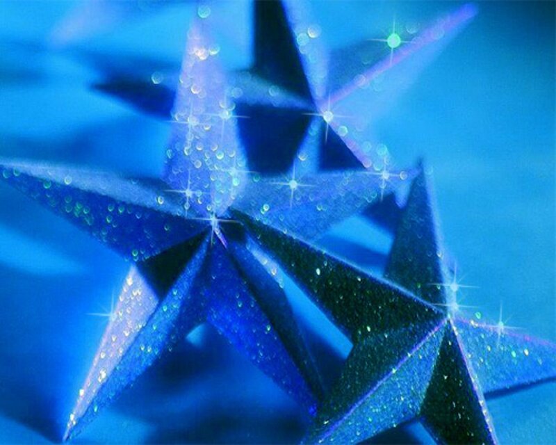 Blue Star Ornaments — Festive, Digital Art